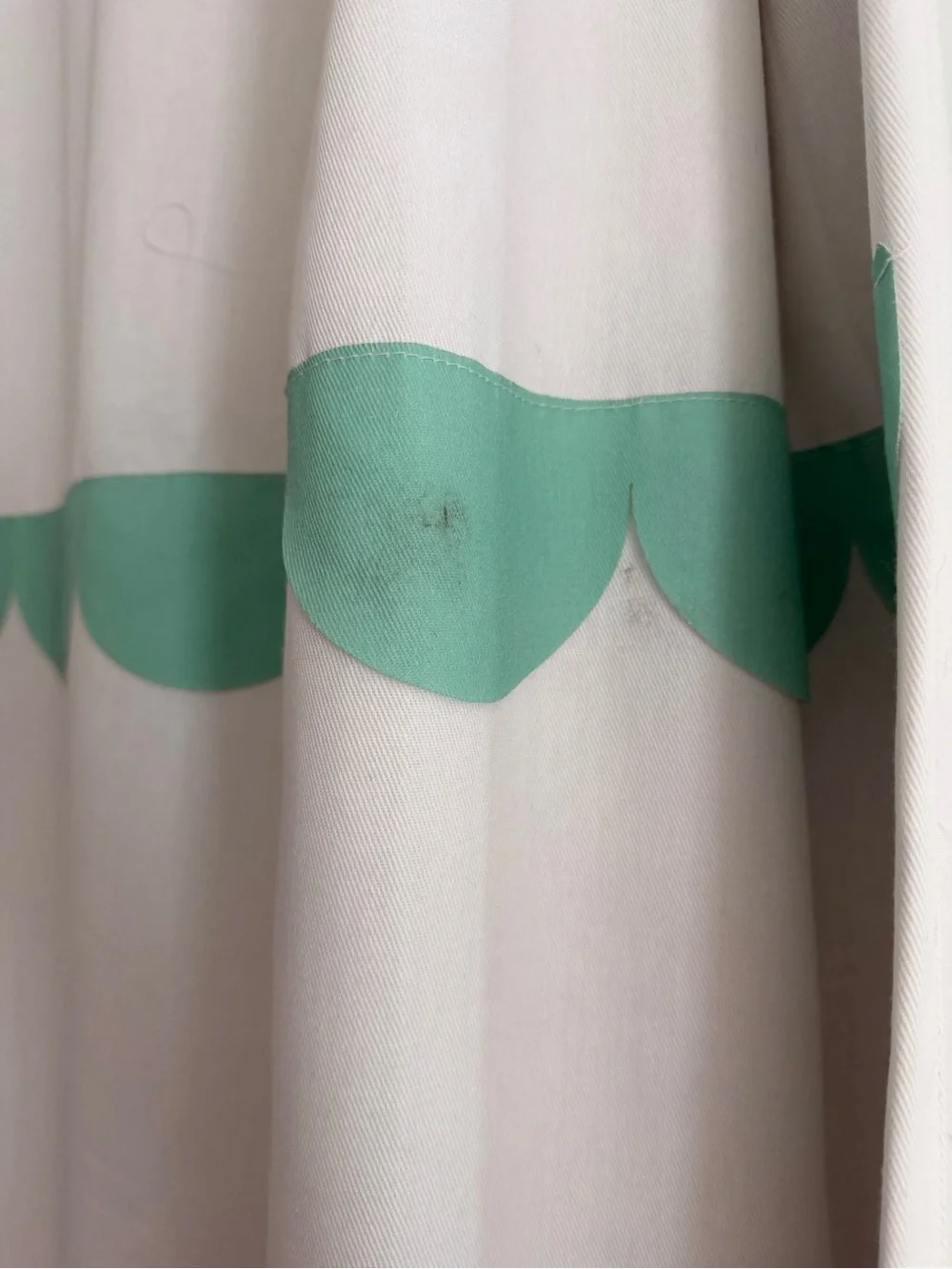 EUC - 6 Panels - Scallop Stripe Curtains in Soft Gray with Red/Green/Pink/Blue